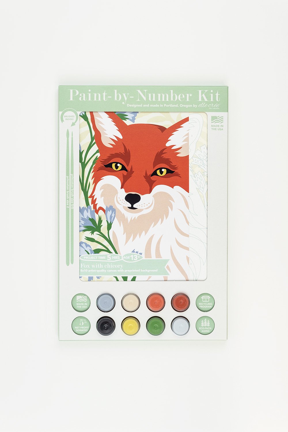 Fox with Chicory  Paint-by-Number Kit for Adults — Elle Crée (she
